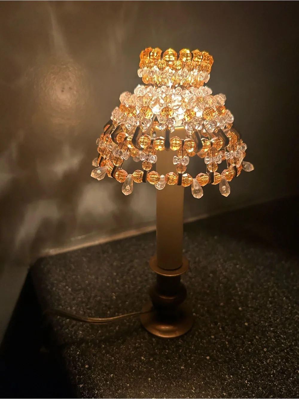 Amber Beaded Mini Table Lamp - Elegant Accent Lighting